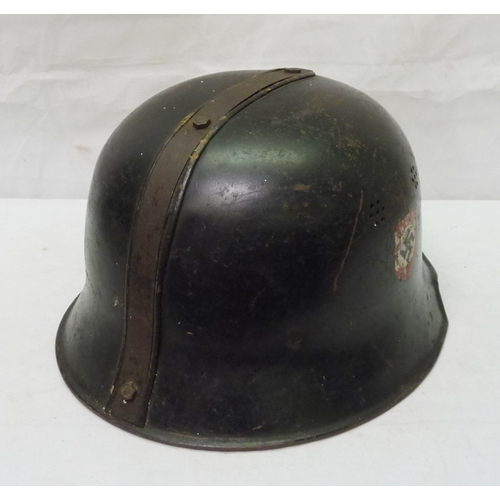 407 - A German WWII style steel helmet shell with non-pattern liner; a German WWII style police / fire hel... 