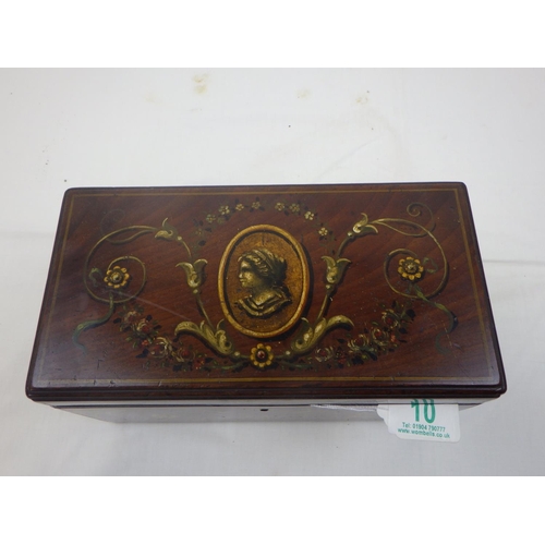 10 - A 19thC mahogany box with painted decoration 27cm wide, From the collection of the late Mr Darrell B... 