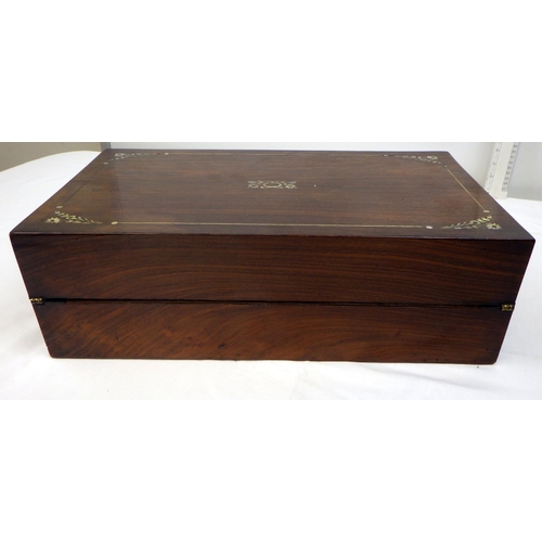 11 - A 19thC rosewood mother of pearl inlaid writing box 40cm wide, From the collection of the late Mr Da... 