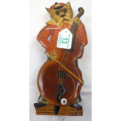 13 - An early 20thC wind up music box as a stylised cat 26cm tall, From the collection of the late Mr Dar... 