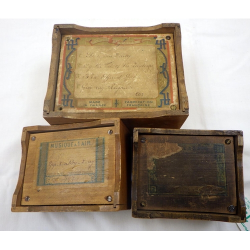 14 - Three French 19thC wind up music boxes, one missing handle (3), From the collection of the late Mr D... 