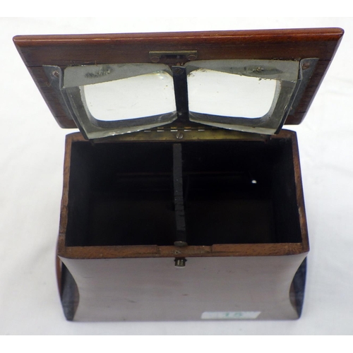 15 - A Victorian mahogany Stereoscope with 18 cards, From the collection of the late Mr Darrell Buttery.