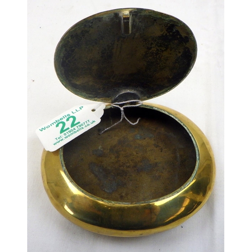 22 - York Insurance fireman brass snuff box, inscribed 1847, From the collection of the late Mr Darrell B... 