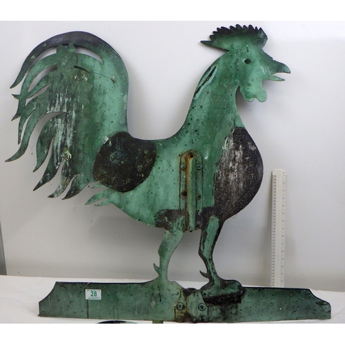 28 - A Large cockerel weather vane, af missing pole, N & W 72cm tall, From the collection of the late Mr ... 