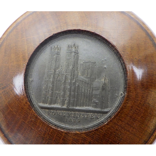 5 - Four turned circular boxes made from York Minster ruins 1829 (4), From the collection of the late Mr... 