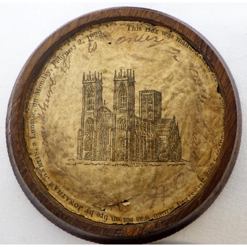 5 - Four turned circular boxes made from York Minster ruins 1829 (4), From the collection of the late Mr... 