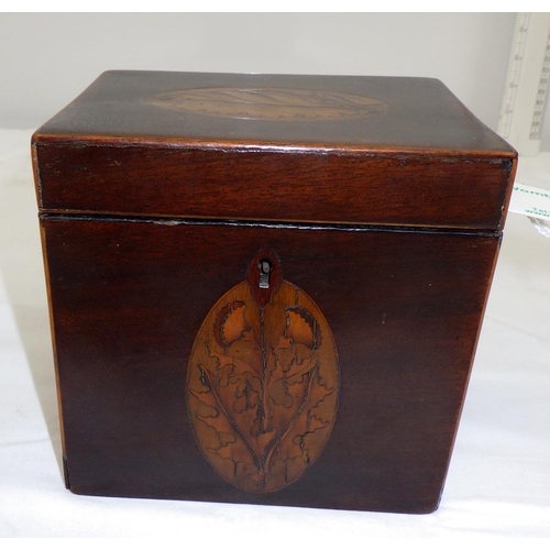 7 - A small 19thC inlaid mahogany tea caddy 12cm wide, From the collection of the late Mr Darrell Butter... 