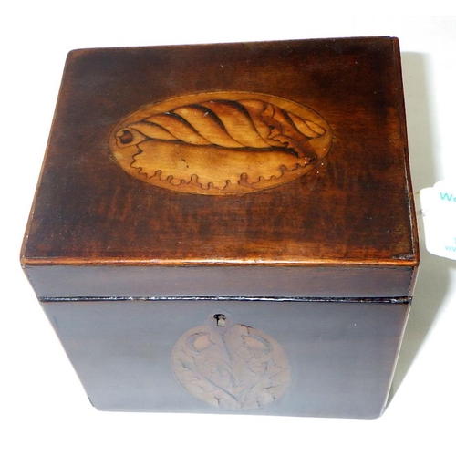 7 - A small 19thC inlaid mahogany tea caddy 12cm wide, From the collection of the late Mr Darrell Butter... 