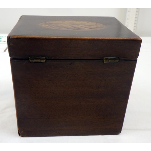 7 - A small 19thC inlaid mahogany tea caddy 12cm wide, From the collection of the late Mr Darrell Butter... 