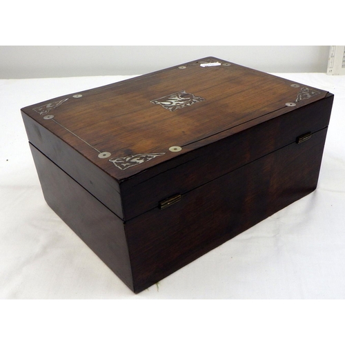 9 - A Victorian rosewood mother of pearl inlaid sewing box af 26cm wide, From the collection of the late... 