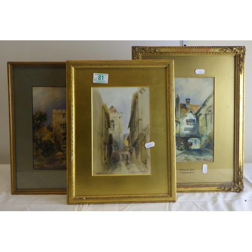 81 - Tom Dudley (1857-1935). Three framed watercolours- 