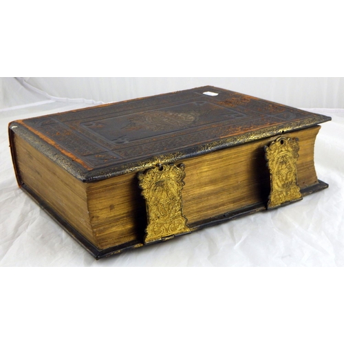 400 - A large leather bound Bible together with further books to include The Romance Of Nature