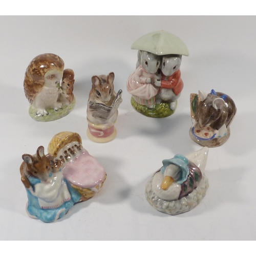 106 - Ten various Beatrix Potter figurines, Royal Albert and Beswick back stamps.