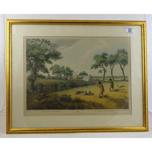 22 - Two framed French hunting prints 60 x 48cm