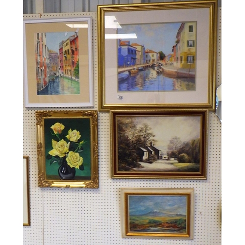 25 - A group of 3 oil paintings and 2 pastels including still life by Stanley Dollimore (5)