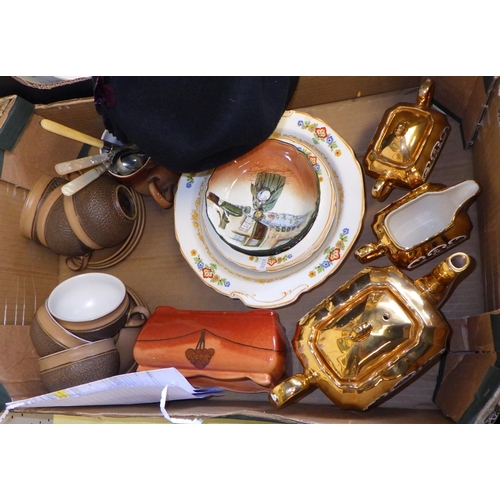 30 - Three boxes of misc ceramics and glass to include Shelley, Royal Albert, Sadler etc together with a ... 