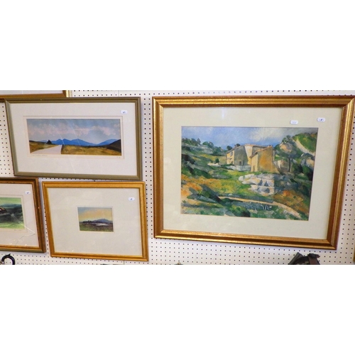 42 - Three frameless mirrors together with a qty of misc prints (11)