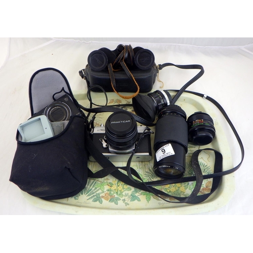 9 - A qty of various cameras to include Cannon SX600 HS, Fujica etc