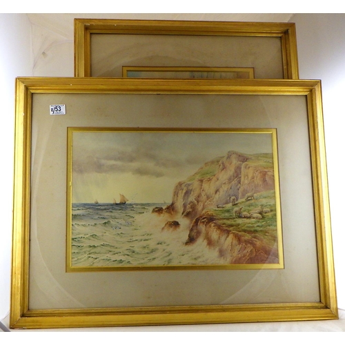 53 - Two A Binbeck coastal watercolours 80 x 60cm