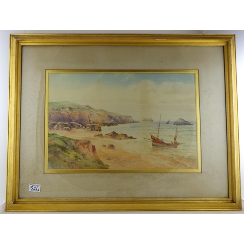 53 - Two A Binbeck coastal watercolours 80 x 60cm