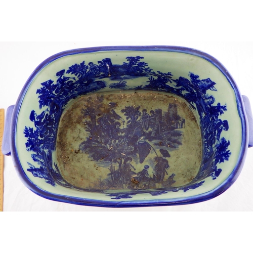 61 - A large modern blue & white foot bath together with ba large floral vase and a bed pan (3)