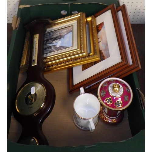 73 - A Balmoral Cottage H.R.H Prince of Wales print together with further prints, a Spode ER II Golden Ju... 