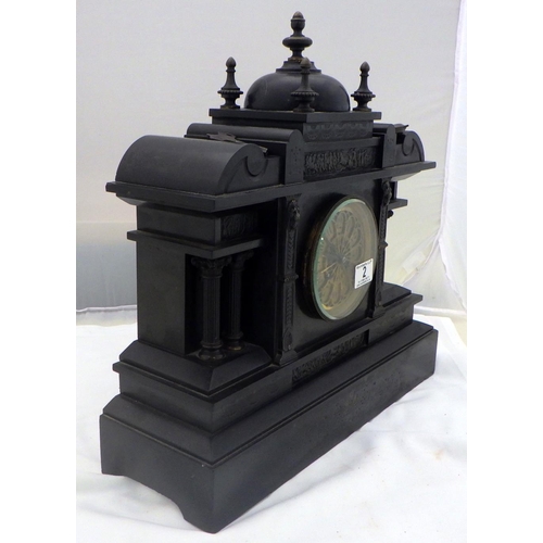 2 - A 19thC slate mantle clock 45cm tall