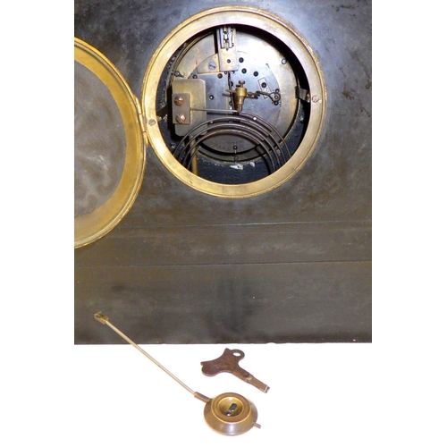 2 - A 19thC slate mantle clock 45cm tall