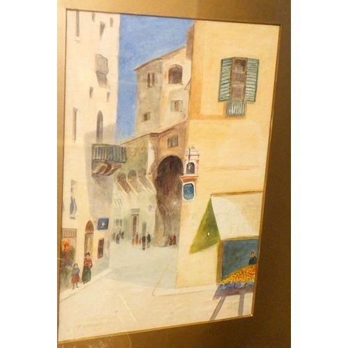 97 - Three H Riddiough watercolours 1919 Chester and two 1921 continental street scenes (3)