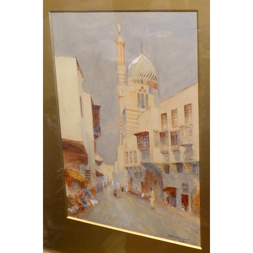 97 - Three H Riddiough watercolours 1919 Chester and two 1921 continental street scenes (3)