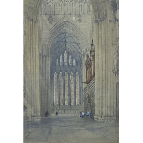 19 - William James Boddy: North Transept, York Minster, watercolour view.  24 x 35cm presented in a mount... 