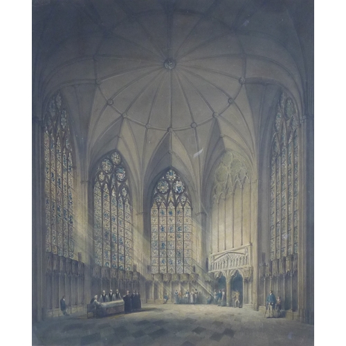 57 - The Chapter House, York Minster, unsigned watercolour, early 19th cent.  43 x 52cm presented in a gi... 