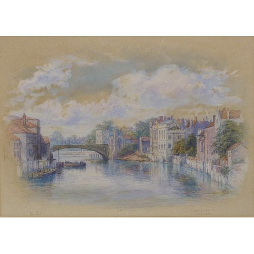 11 - George Fall: The Guildhall and River Ouse, York watercolour view.  26.5 x 19cm presented in a mount ... 