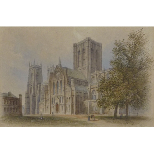12 - George Fall: York Minster, watercolour view.  24 x 16cm presented in a mount and frame.  From the co... 