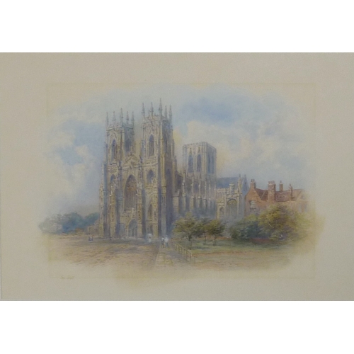 6 - George Fall: York Minster from Duncombe Place, watercolour.  31.5 x 22cm presented in a mount and fr... 