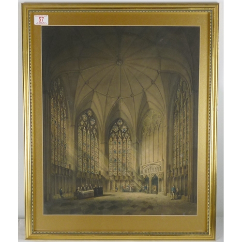 57 - The Chapter House, York Minster, unsigned watercolour, early 19th cent.  43 x 52cm presented in a gi... 