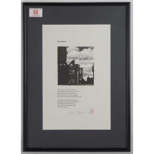 60 - Jake Attree & Robert Powell: November signed print.  20 x 30cm presented in mount and frame.   From ... 