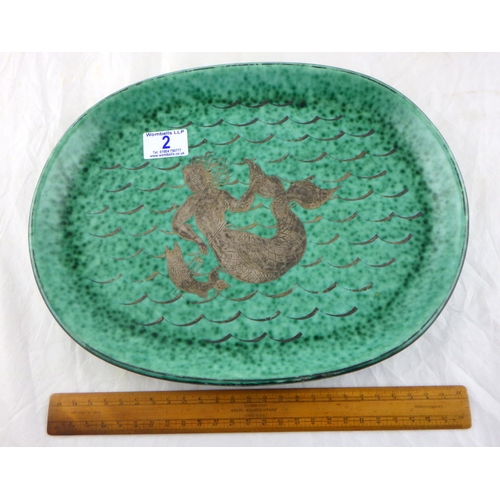 2 - A Gustavsberg oval plate 34cm wide, stamped 1931 KAGL