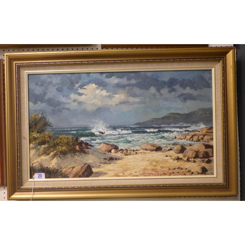 20 - A Rudolf Mo (Mocke) oil on board seascape 39..5 x 69cm