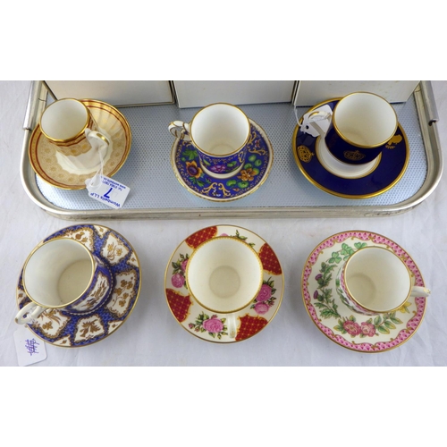 7 - A collection of 6 Royal Worcester Royal Collection cups and saucers with box