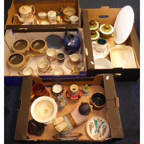 9 - Four boxes of misc ceramics to include Art pottery, Wedgwood etc (4)