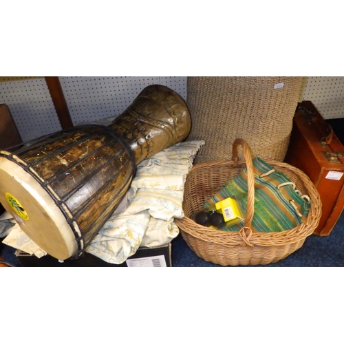 65 - A large qty of misc to include basket, drum etc (qty)