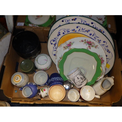 106 - Six boxes of misc ceramics to include Poole, Wedgwood, plates etc (6) AF