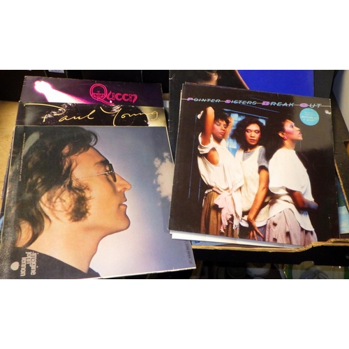 111 - Two boxes of mainly pop singles and Lps (2)