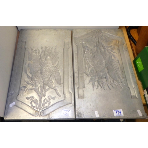 174 - Two metal Game moulds 29 x 47cm