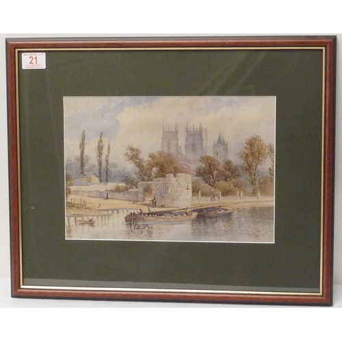 21 - William James Boddy: York Minster from St Mary's Tower, watercolour signed lower right and dated 189... 