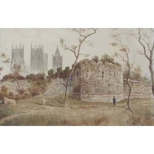 23 - William James Boddy: The Multangular Tower, York, watercolour signed lower right.  25.5 x 16.5cm pre... 