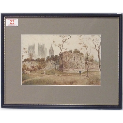 23 - William James Boddy: The Multangular Tower, York, watercolour signed lower right.  25.5 x 16.5cm pre... 