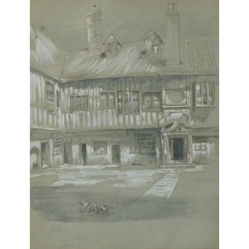 25 - Samuel Sibbett: College Court, York mixed media monogrammed and annotated, dated 1882, 23 x 30cm pre... 