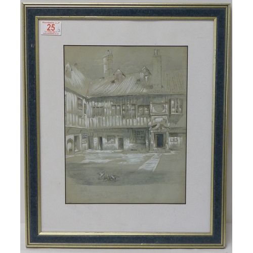 25 - Samuel Sibbett: College Court, York mixed media monogrammed and annotated, dated 1882, 23 x 30cm pre... 